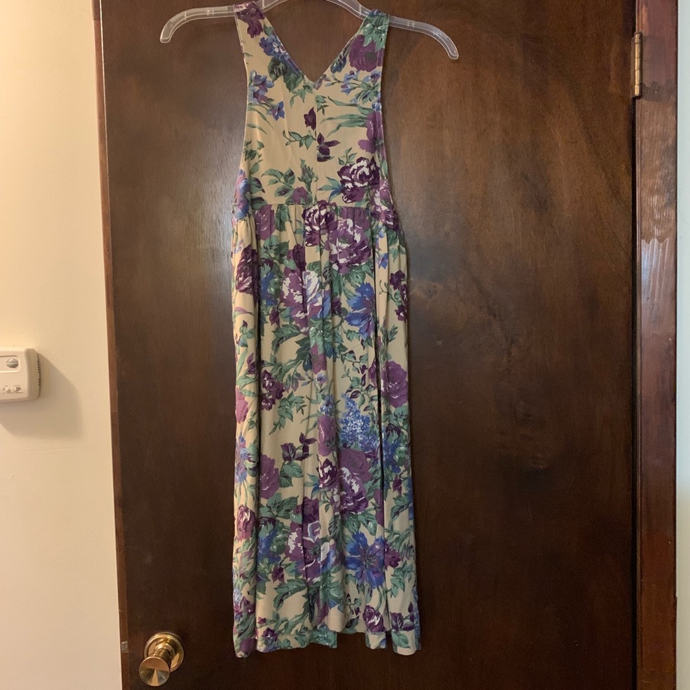 KC Parker Floral Bibbed Overall Dress Sz 8 - Picture 2 of 5
